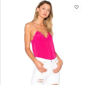 Cami NYC Racer Lace Cami Fuchsia XS
